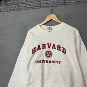 Harvard University Crewneck Sweatshirt White Red XL Ivy League Collegiate Pull